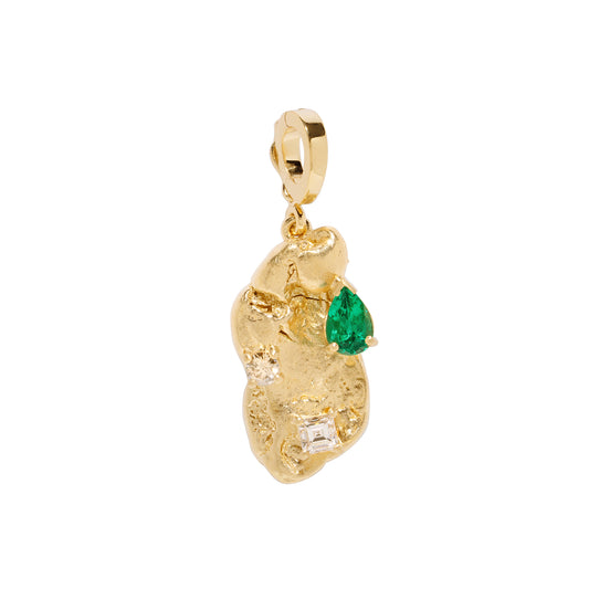 Scattered Large Gold Nugget Charm - Emerald - Main Img