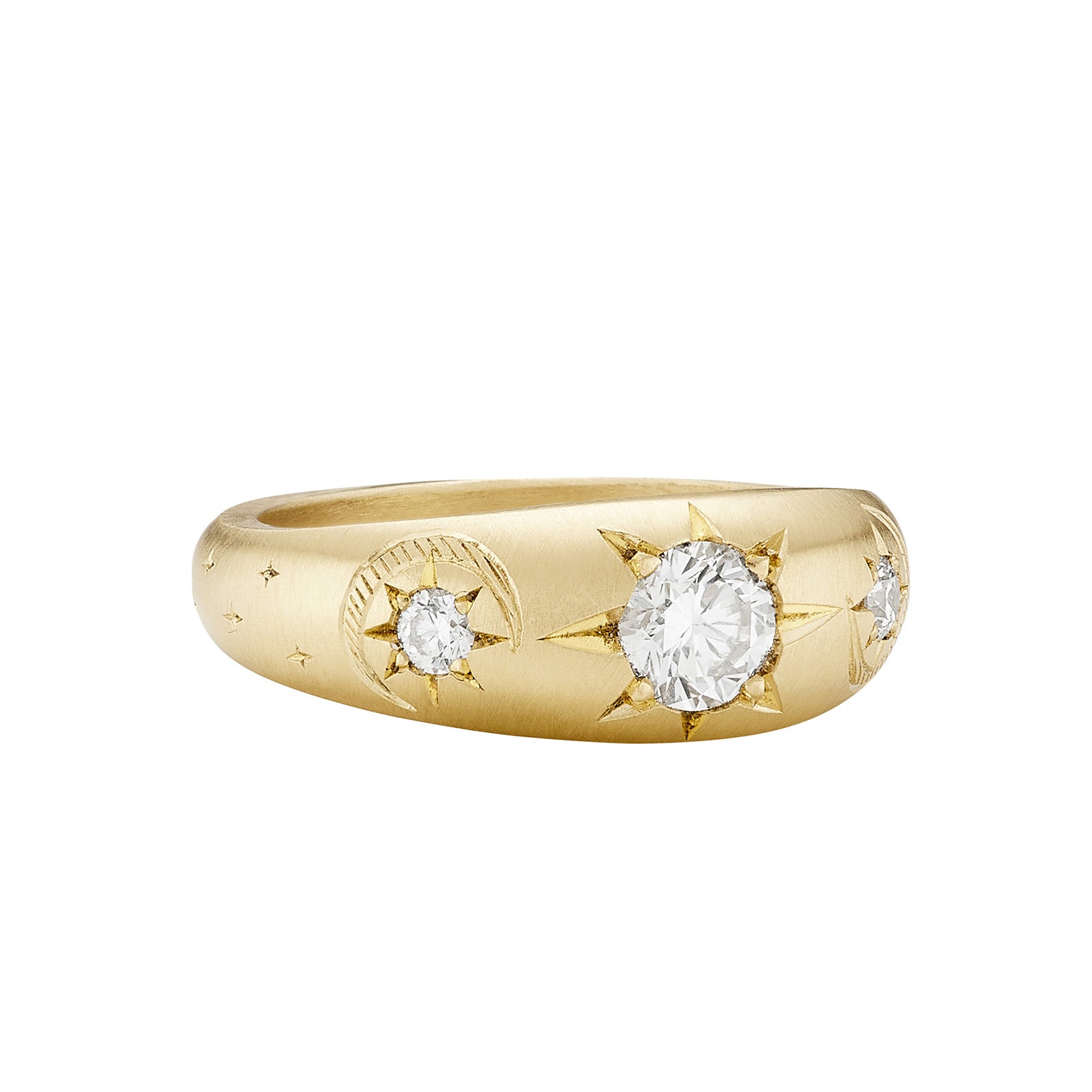 Cece Crescent Moon Ring - Rings - Broken English Jewelry front angled view