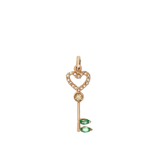 Emerald and Diamond Key Pendant - Main Img