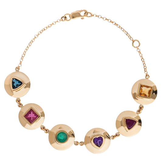 Ruby, Amethyst, Emerald, Citrine and Pink Tourmaline DNA Multi-Gemstone Bracelet - Main Img