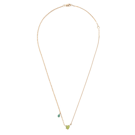 Peridot and Emerald Duo Heart Necklace - Main Img