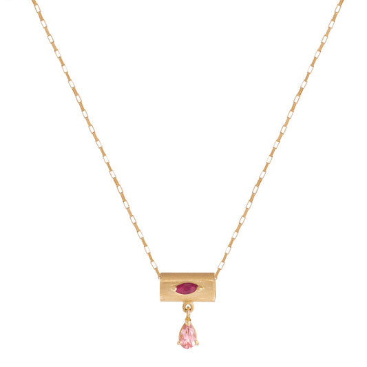 Ruby and Pink Tourmaline La Mere Barrel Pendant