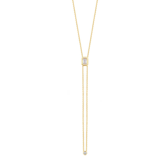 Diamond Adjustable Bezel Pendant Necklace - Main Img