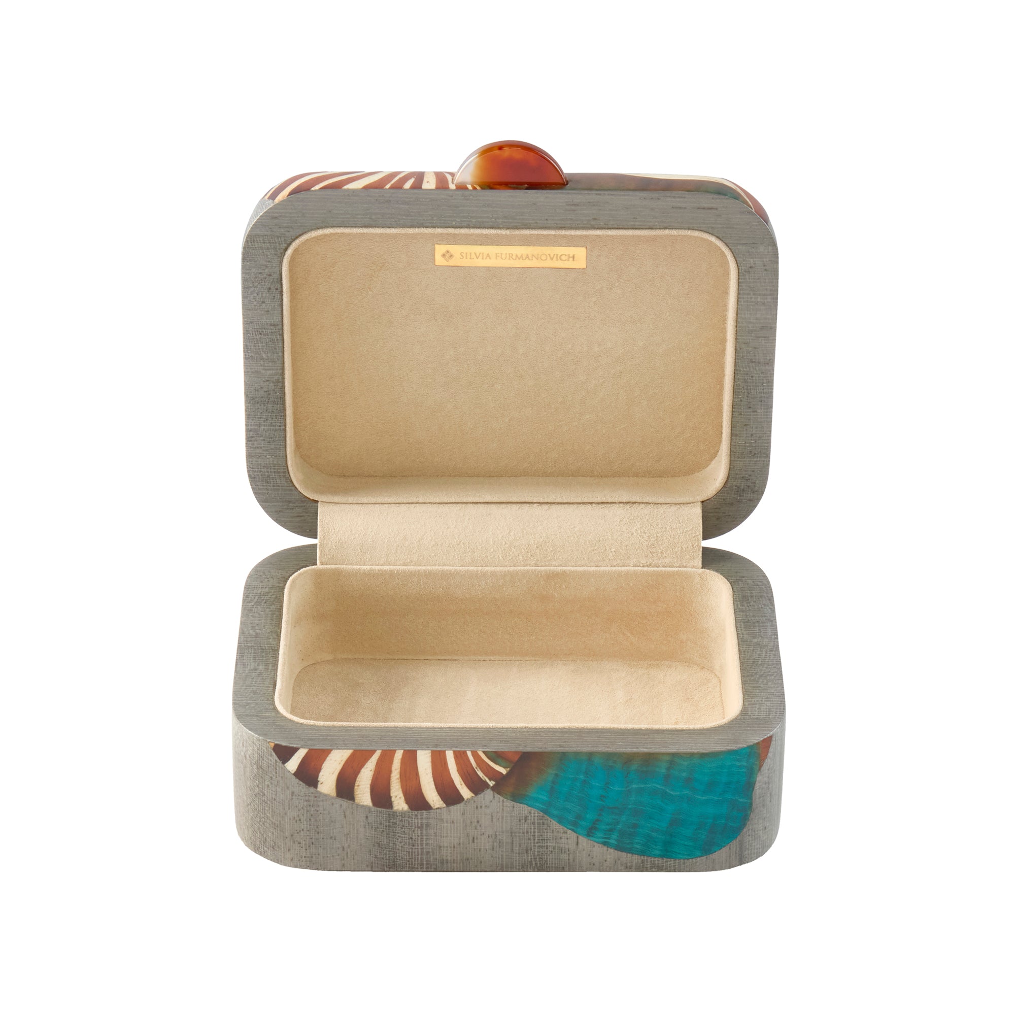 Nautilus Seashell Print Marquetry Box - Small