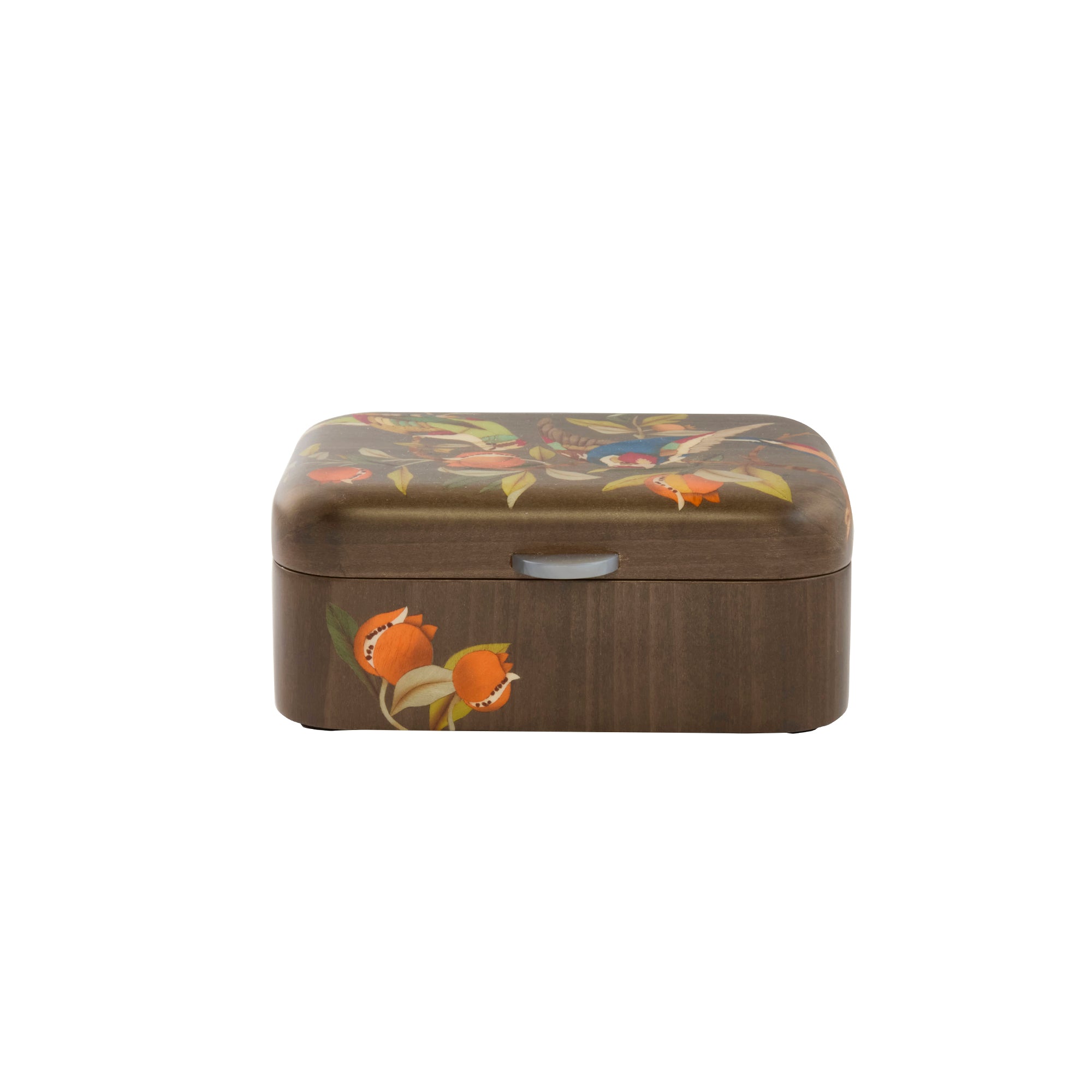Small Bird and Pomegranate Print Marquetry Box