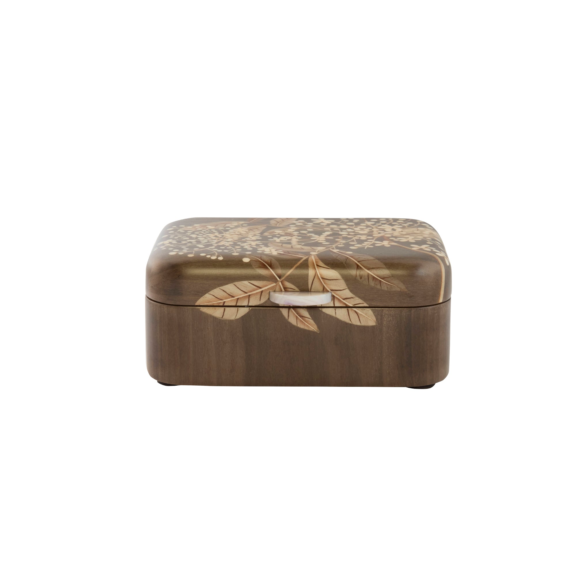 Small Gray Foliage Print Marquetry Box
