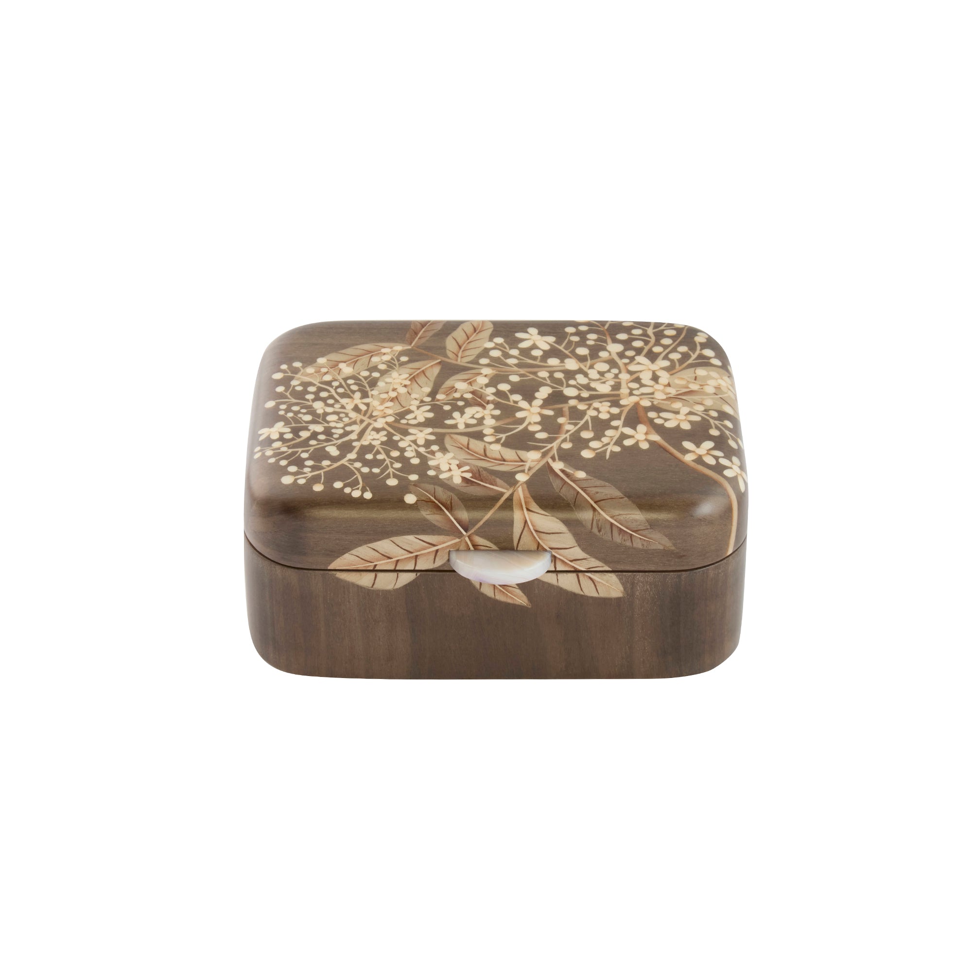 Small Gray Foliage Print Marquetry Box