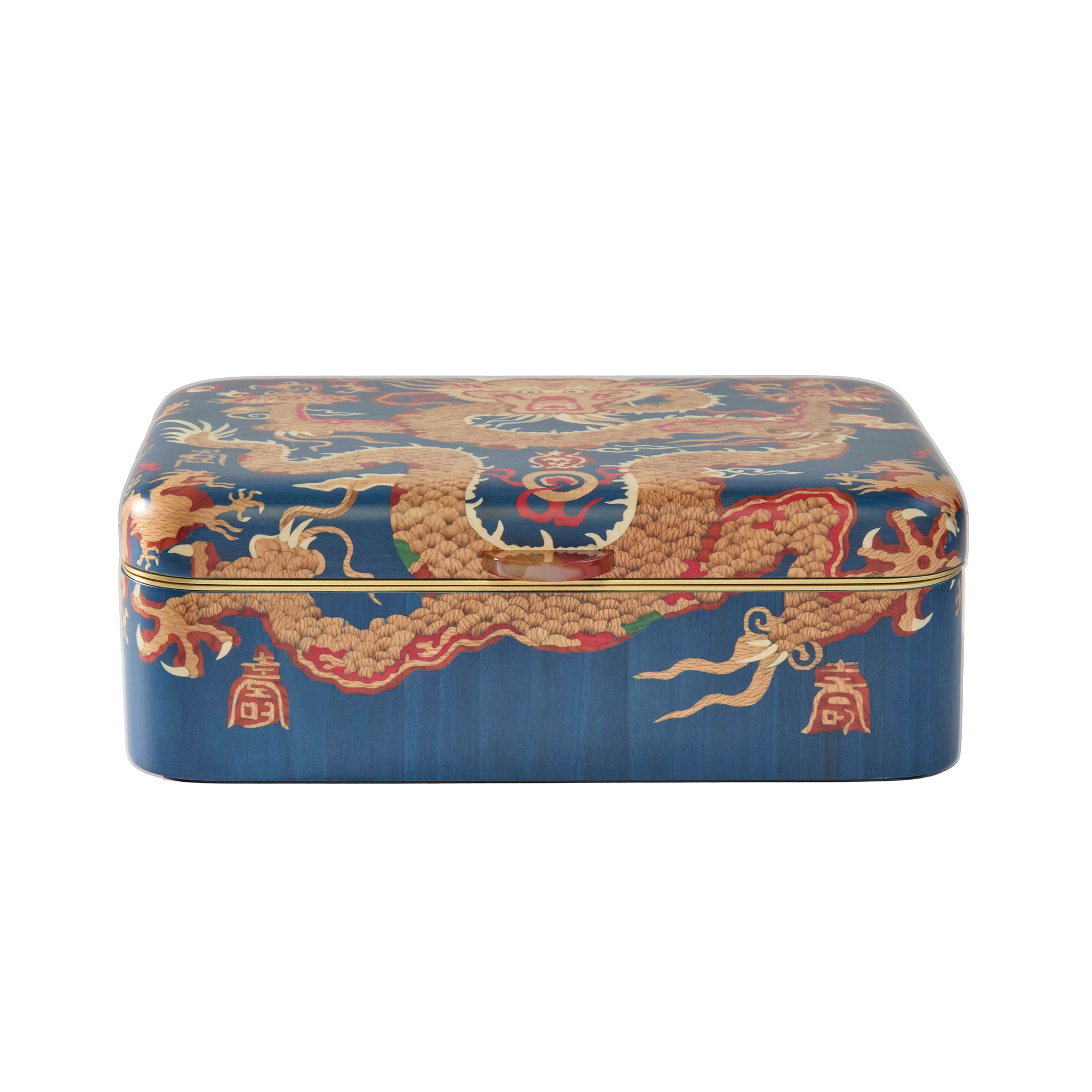 Medium Dragon Print Marquetry Box