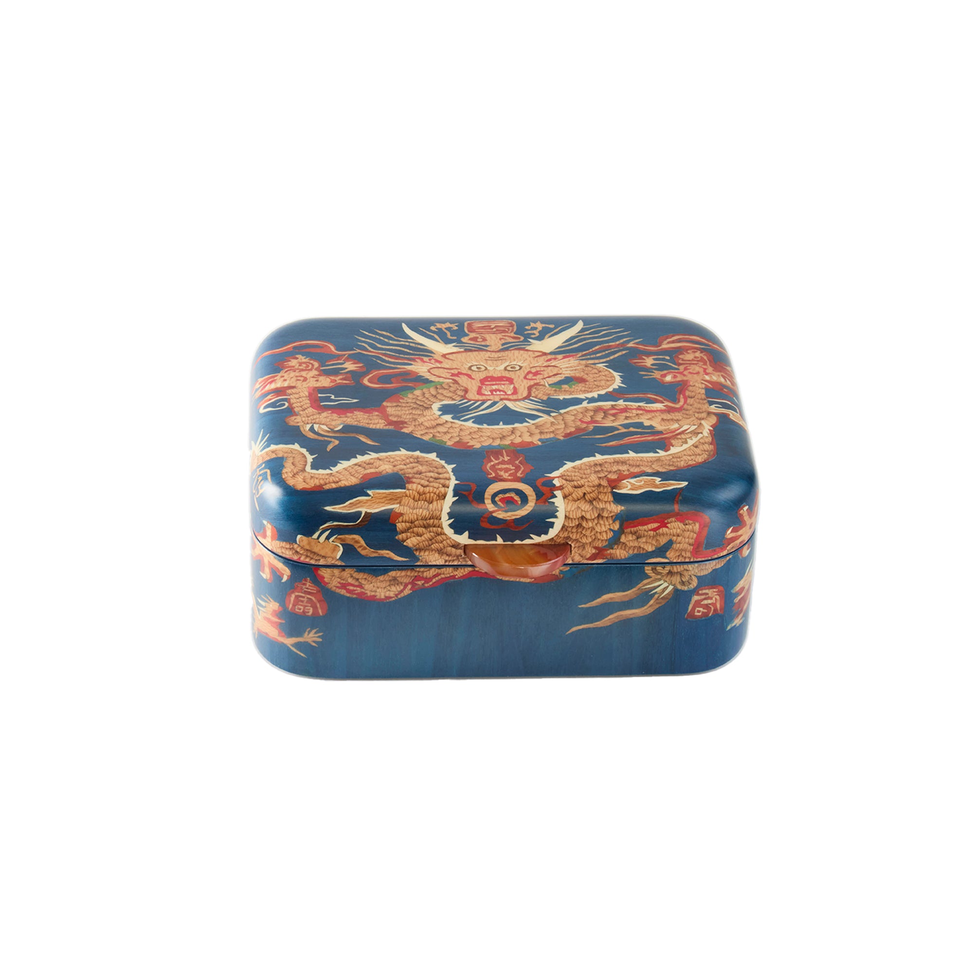 Small Dragon Print Marquetry Box