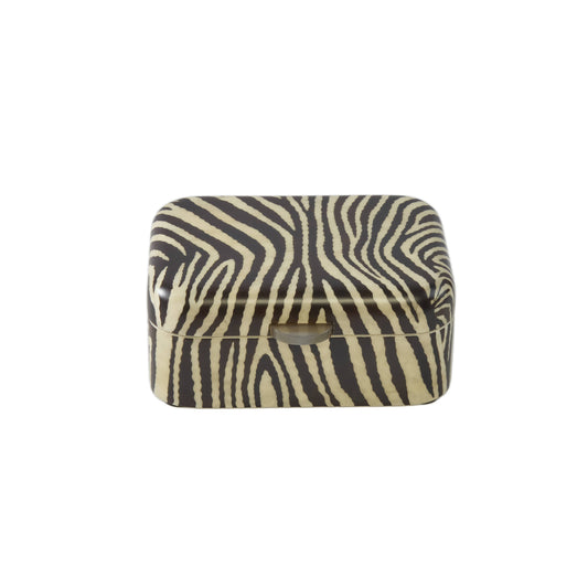 Small Rectangular Zebra Motif Marquetry Box - Main Img