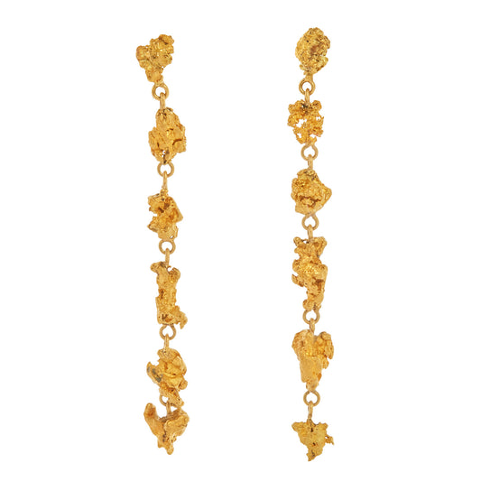 6 Drop Gold Nugget Earrings - Main Img