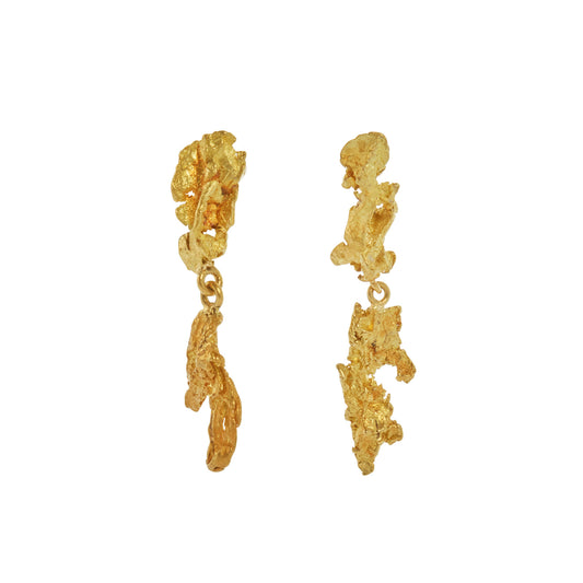 Lobster Claw Gold Nugget Earrings - Main Img