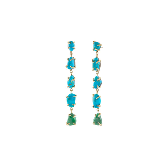 Turquoise and Variscite Snake River Earrings - Main Img