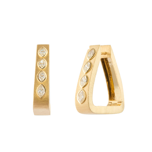 Diamond Large Brushed Belle Earrings - Main Img