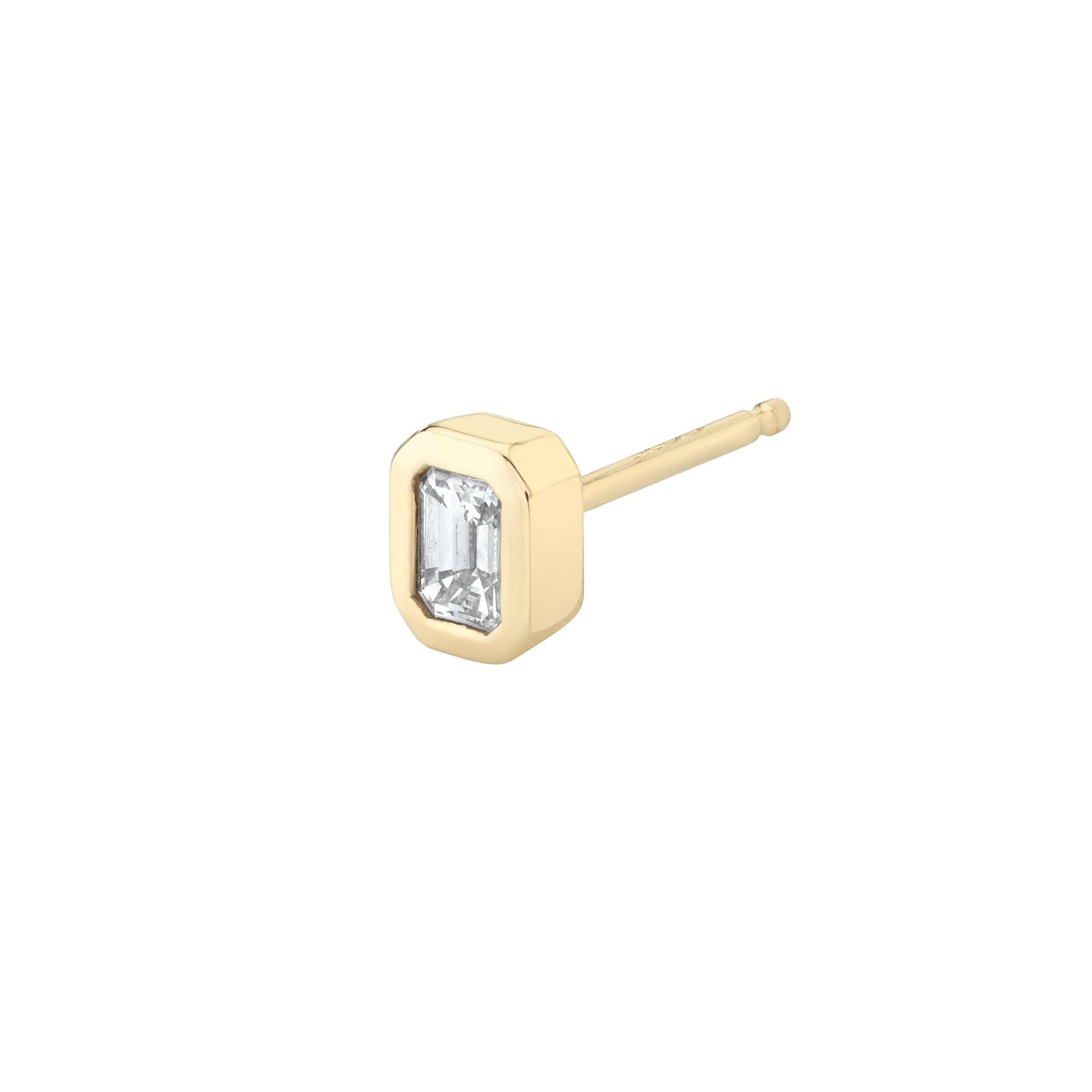 Mini Emerald Cut Diamond Stud
