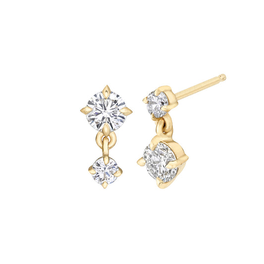 Diamond Eclat Alternating Double Drop Earrings - Main Img