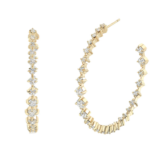 Graduated Compass Hoop Earrings - Main Img