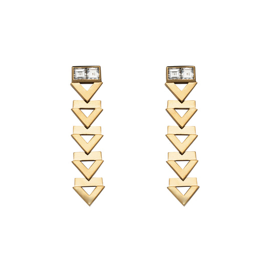 White Pave Diamond Chevron Drop Earrings - Main Img