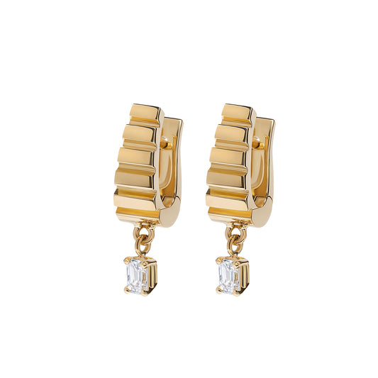 Diamond Escalier Small Hoop Drop Earrings - Main Img