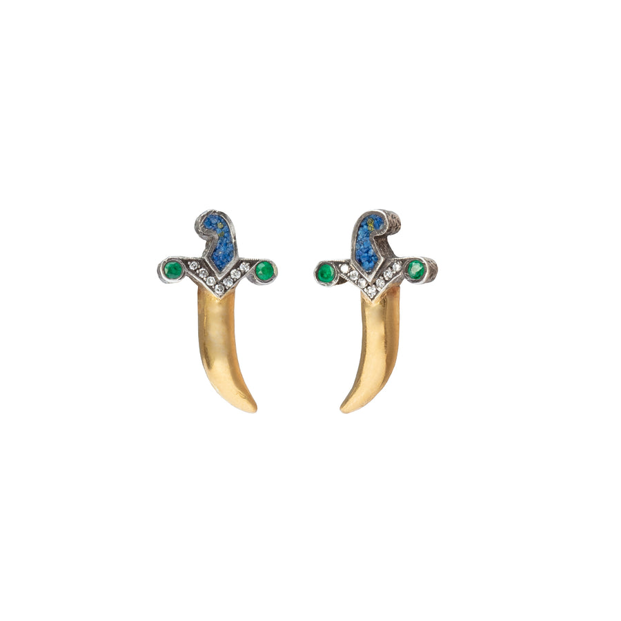 Sevan Bıçakçı Micro Mosaic Dagger Studs - Blue - Earrings - Broken English Jewelry