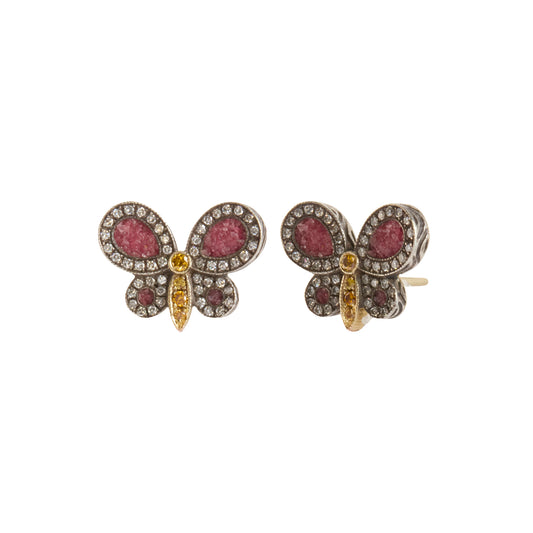 Diamond and Fancy Diamond Micro Mosaic Butterfly Earrings - Main Img