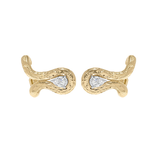 Diamond Bare Weathered Dew Drop Earrings - Main Img