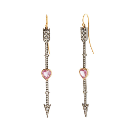 Arrow Earrings with Hearts - Main Img