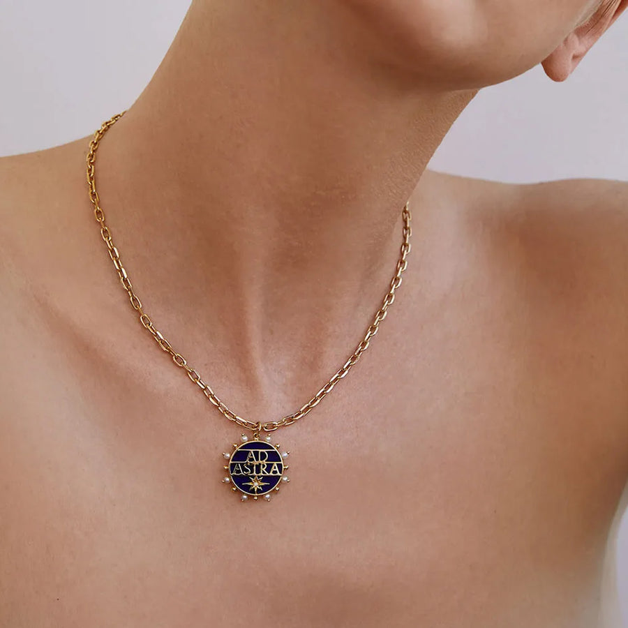 Sauer Lapis Lazuli Ad Astra Pendant Necklace - Necklaces - Broken English Jewelry on model