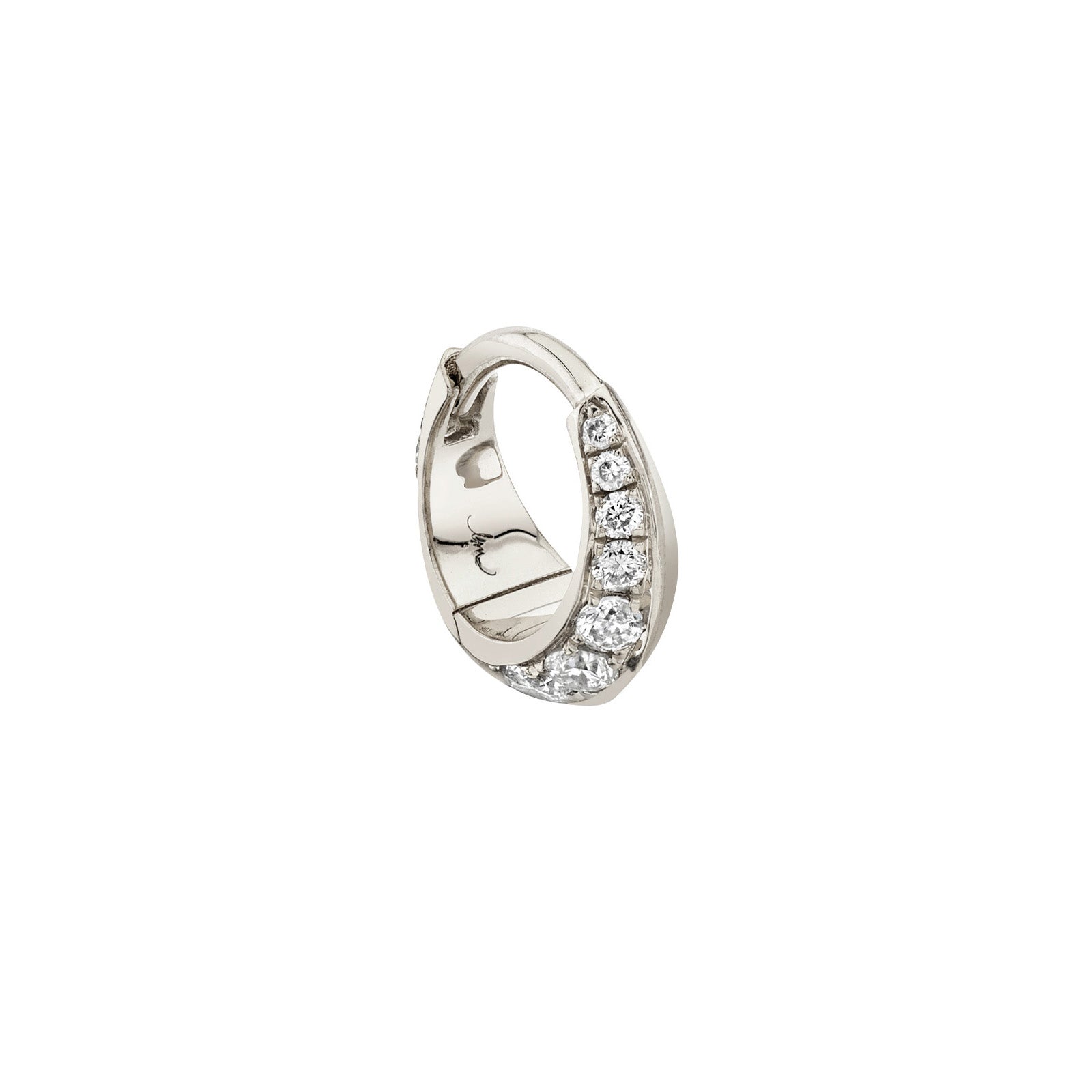 Lizzie Mandler One Sided Mini Pave Diamond Crescent Hoop