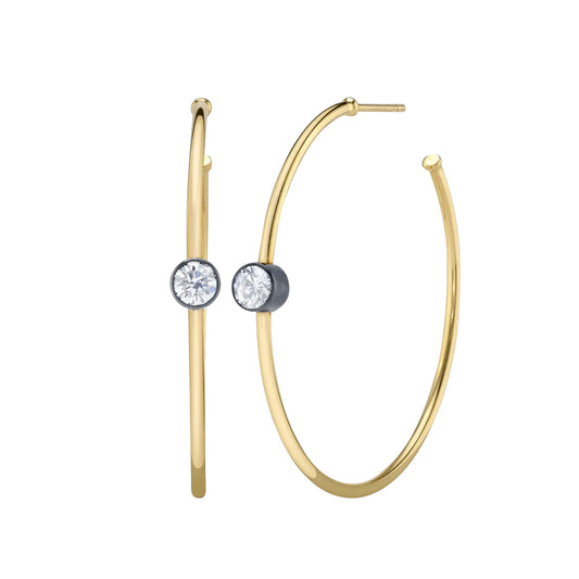 Diamond Lunette Hoop Earrings - Main Img
