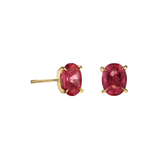 Rubellite Oval Stud Earrings