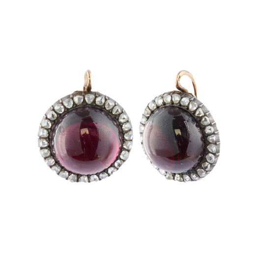 Garnet and Diamond Ear Pendant Earrings - Main Img
