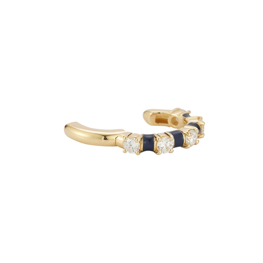 Diamond and Navy Enamel Ear Cuff