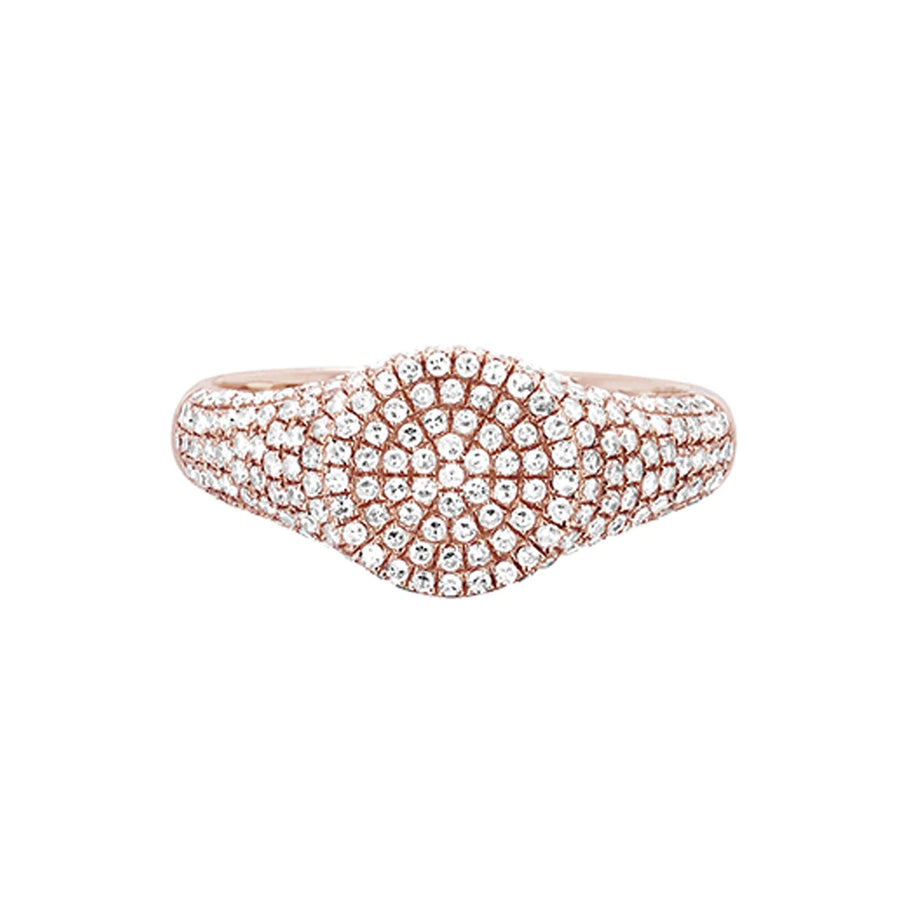 EF Collection Diamond Signet Ring - Rose Gold - Broken English Jewelry front view