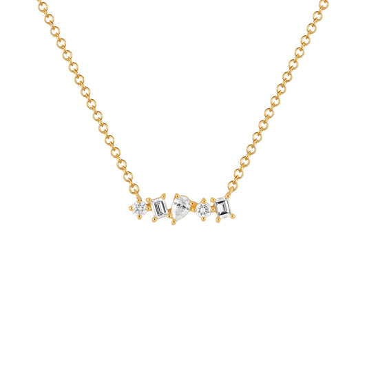 Multifaceted Diamond Mini Bar Necklace - Main Img