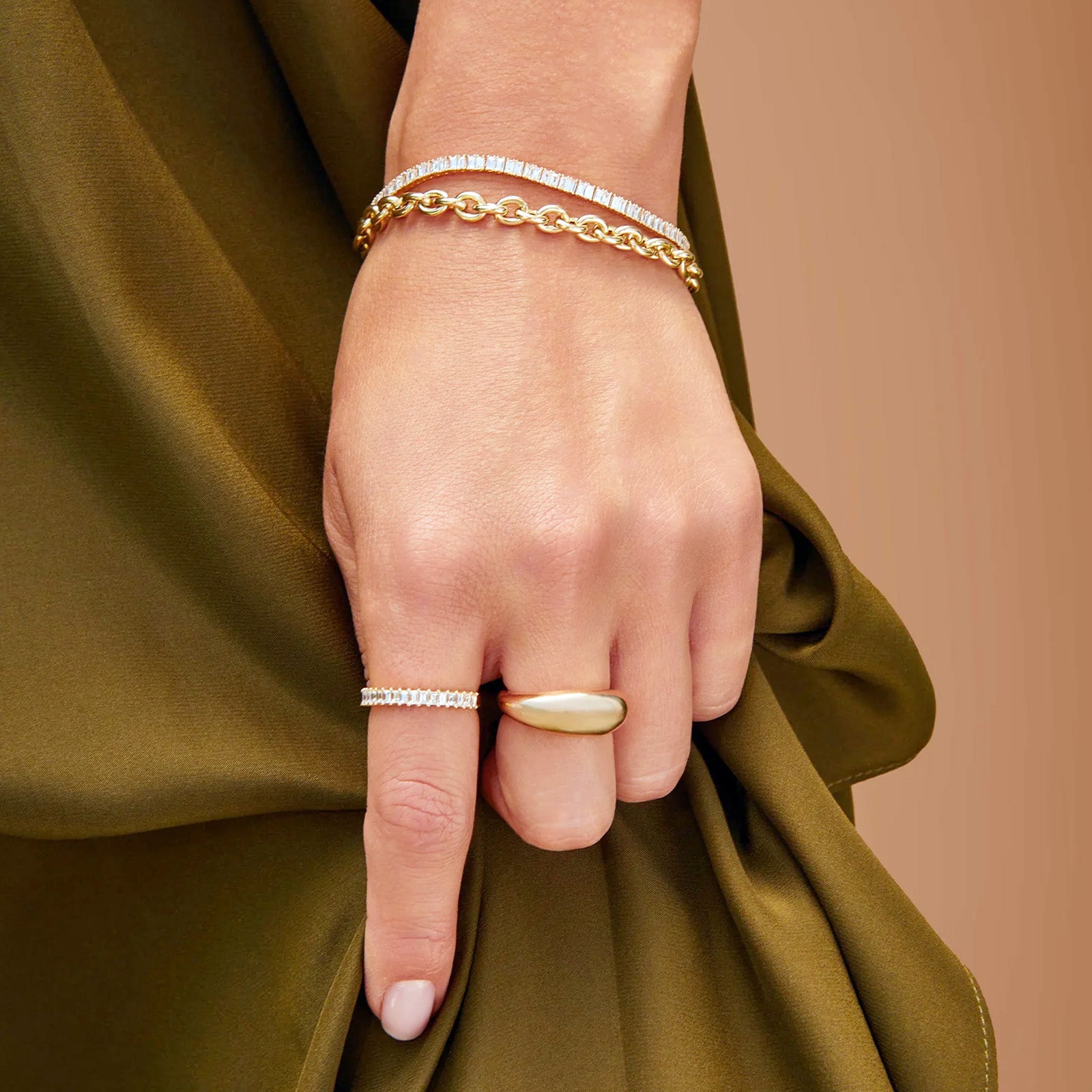 EF Collection Baguette Eternity Bracelet Yellow Gold Bracelets