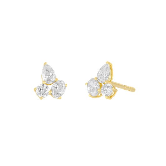 Triple Cluster Stud Earrings - Main Img