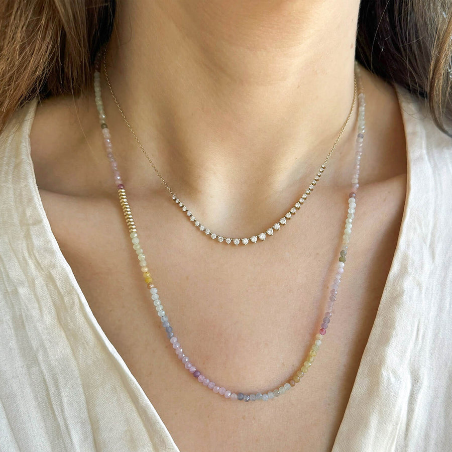 EF Collection Ombre Sapphire Birthstone Bead Necklace - 20" - Necklaces - Broken English Jewelry necklace on model