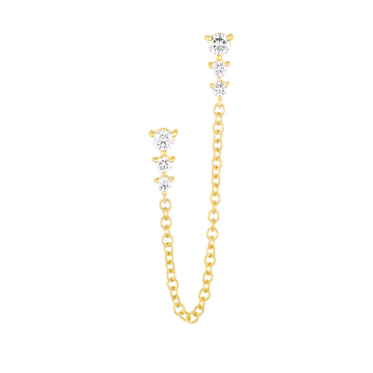 Graduated Double Chain Stud Earring - Main Img