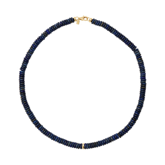 Jumbo Lapis Lazuli Rondelle Bead Necklace - Main Img