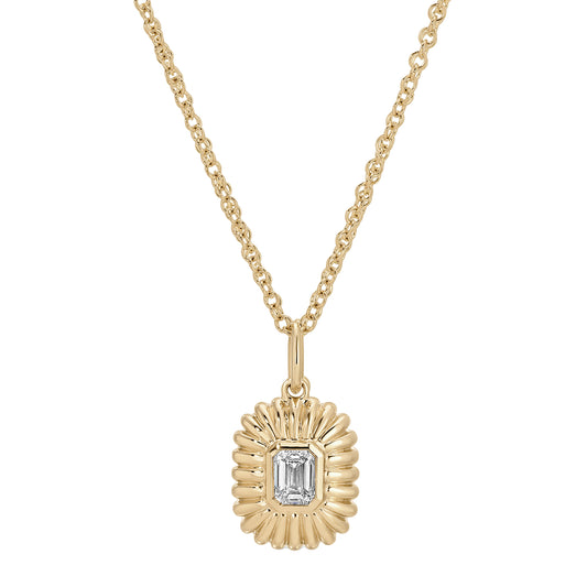 Emerald Cut Diamond Fluted Necklace - Main Img