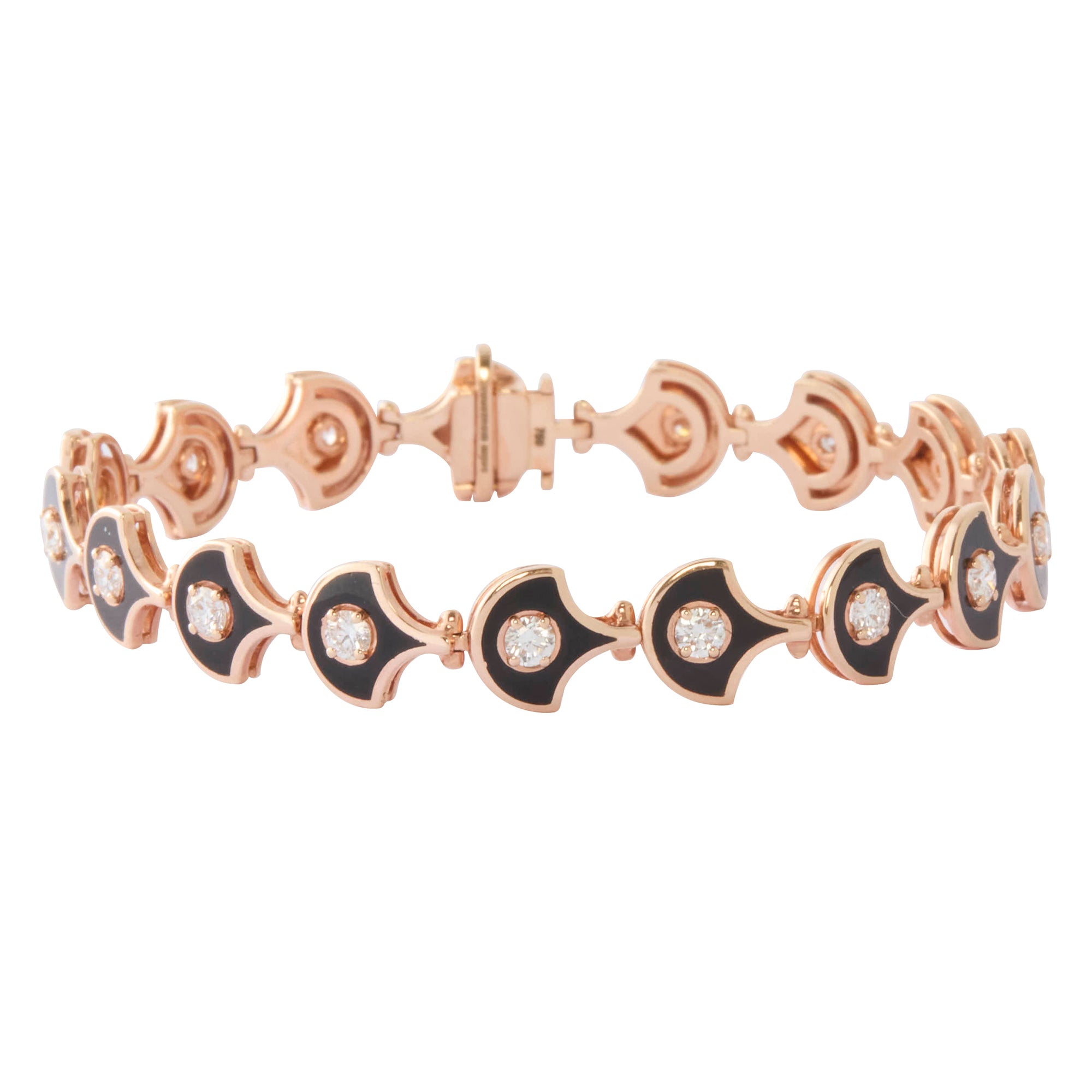 Diamond Black Enamel Fish For Love Bracelet