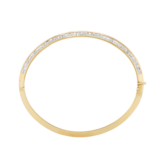 Diamond Knife Edge Bangle in Yellow Gold