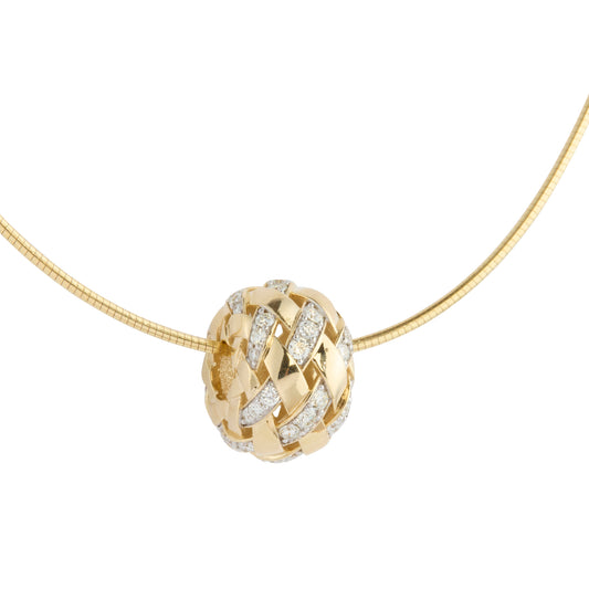 Diamond Woven Bead Omega Chain Necklace - Main Img