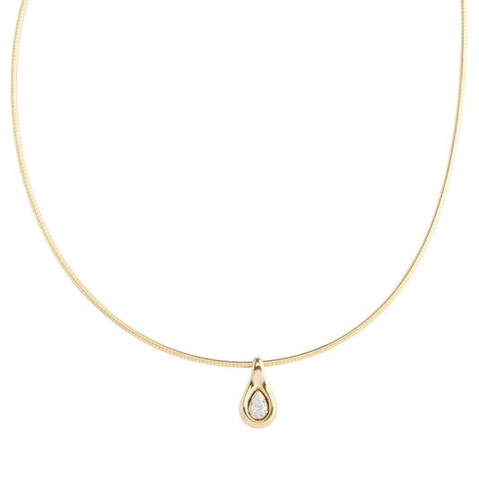 Diamond Pome Pendant Omega Chain Necklace - Main Img