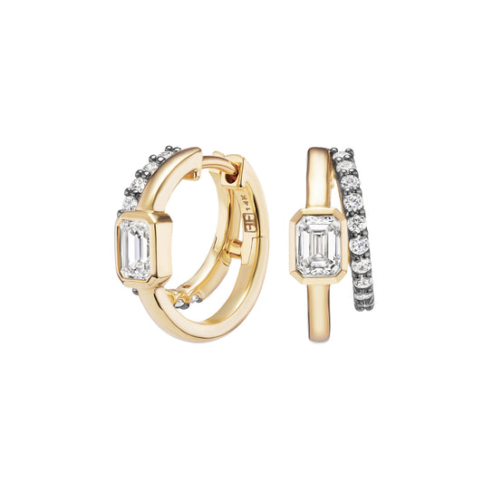 Diamond Double Huggie Earrings - Main Img