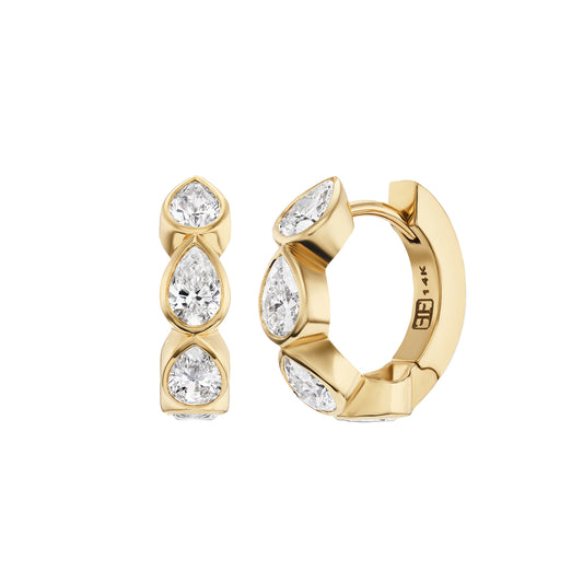 Pear Diamond Bezel Huggies - Main Img
