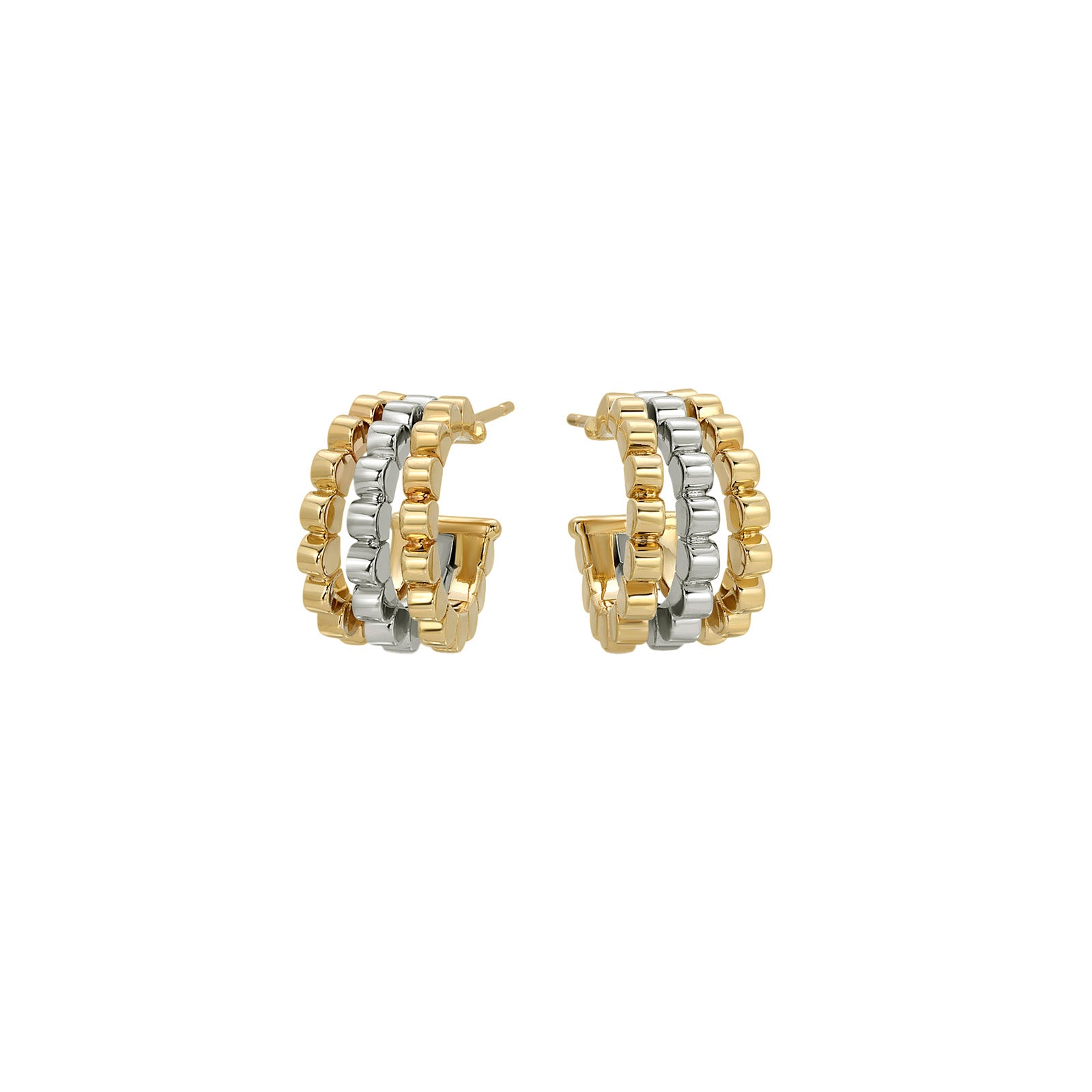 Nancy Newberg 3 Row Baby Daisy Hoops - Earrings - Broken English Jewelry front view