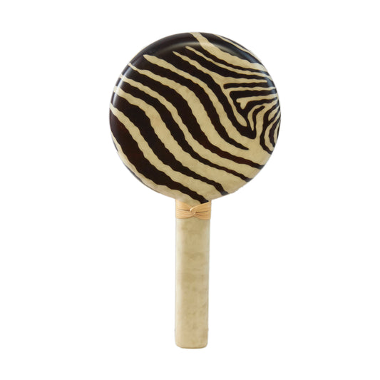 Zebra Motif Marquetry Hand Mirror - Main Img