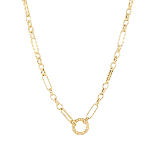 Diamond Disc Figaro Chain Necklace